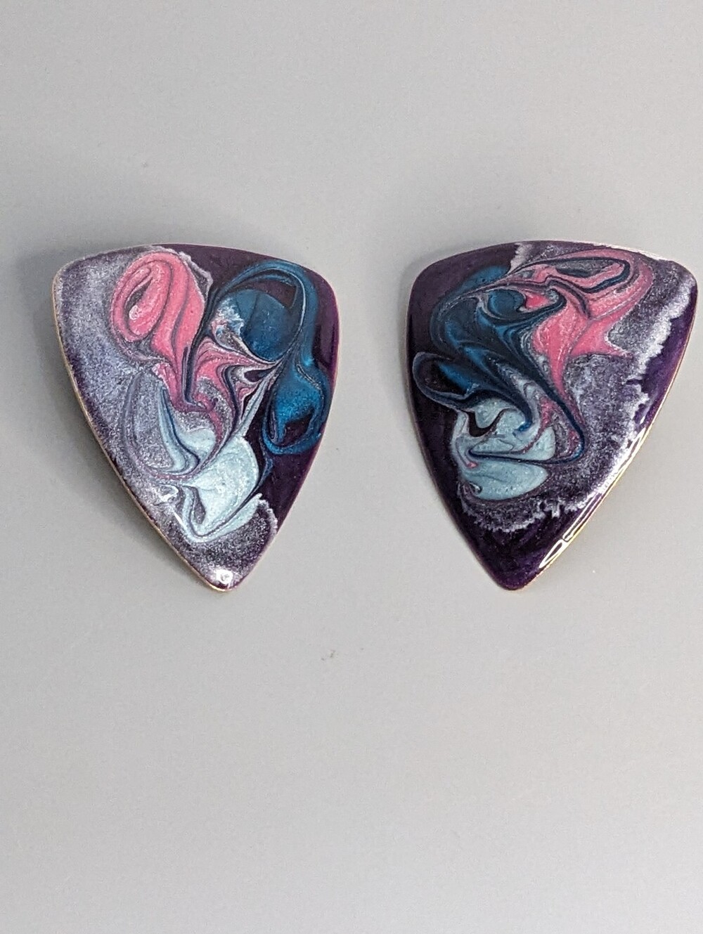 Large Resin Swirl Statement Earrings 2" Bold Art Style Early 2000s Drop Pink